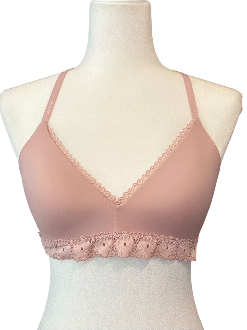 Aerie Real Happy Wireless Lined Racerback Bra SZ 36B in Pink